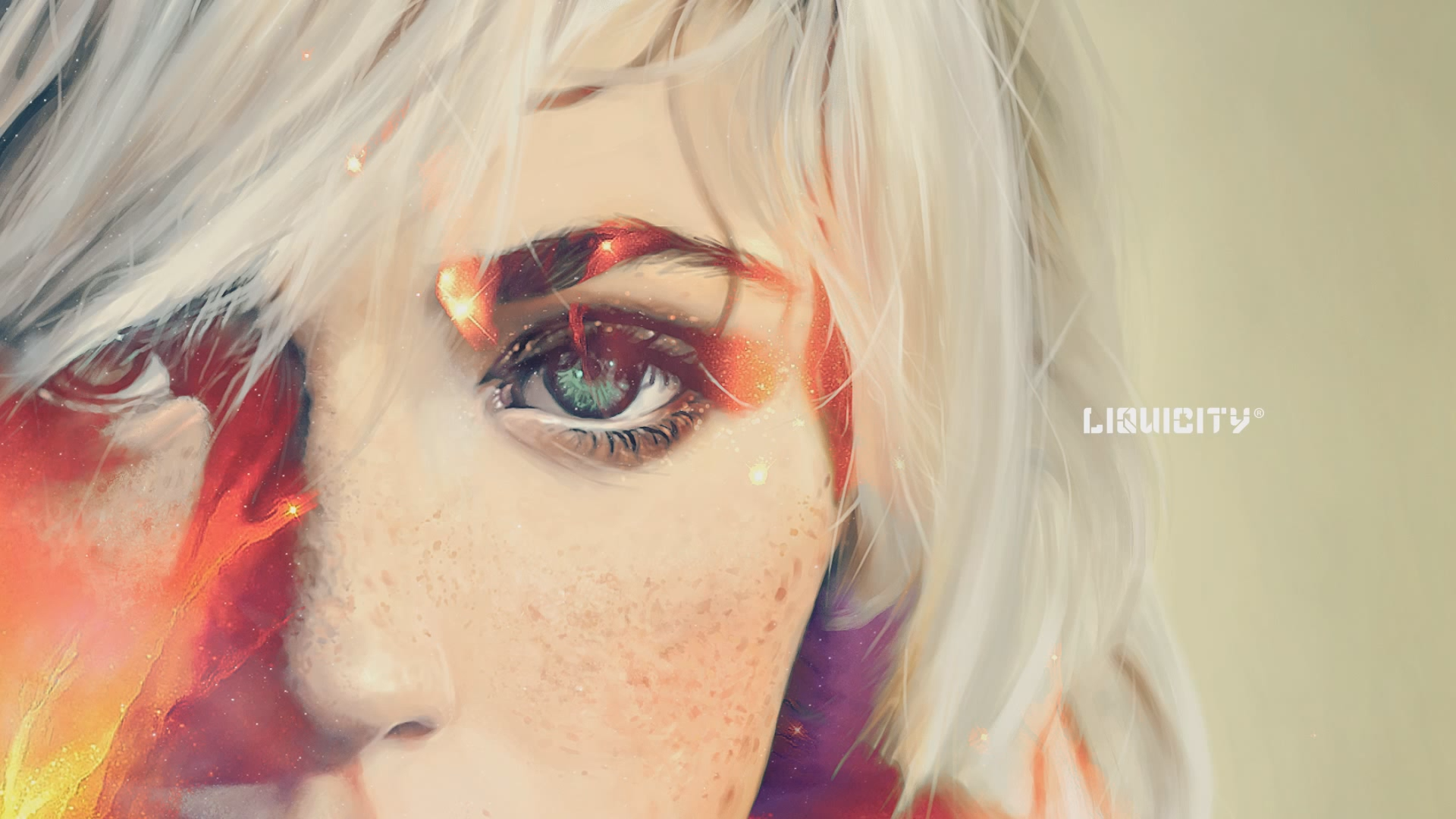 Liquicity Desktop Wallpaper - White Hair Female Artwork , HD Wallpaper & Backgrounds