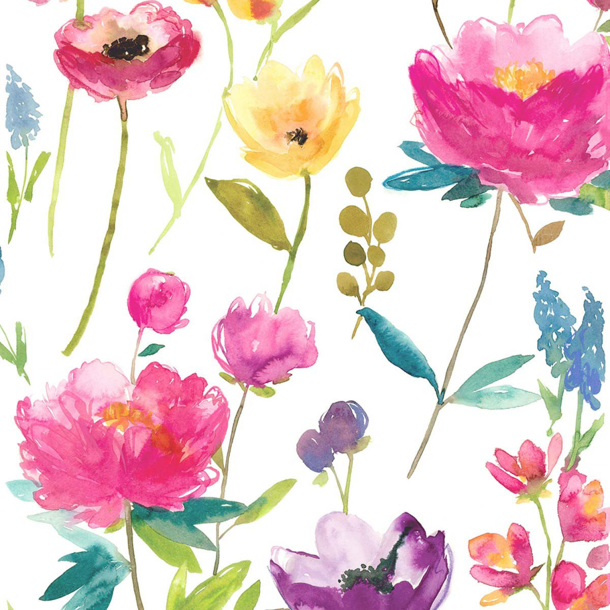 Bluebellgray Flower Field Extra Wide Wallpaper At Dotmaison - Floral Fabric Patterns , HD Wallpaper & Backgrounds