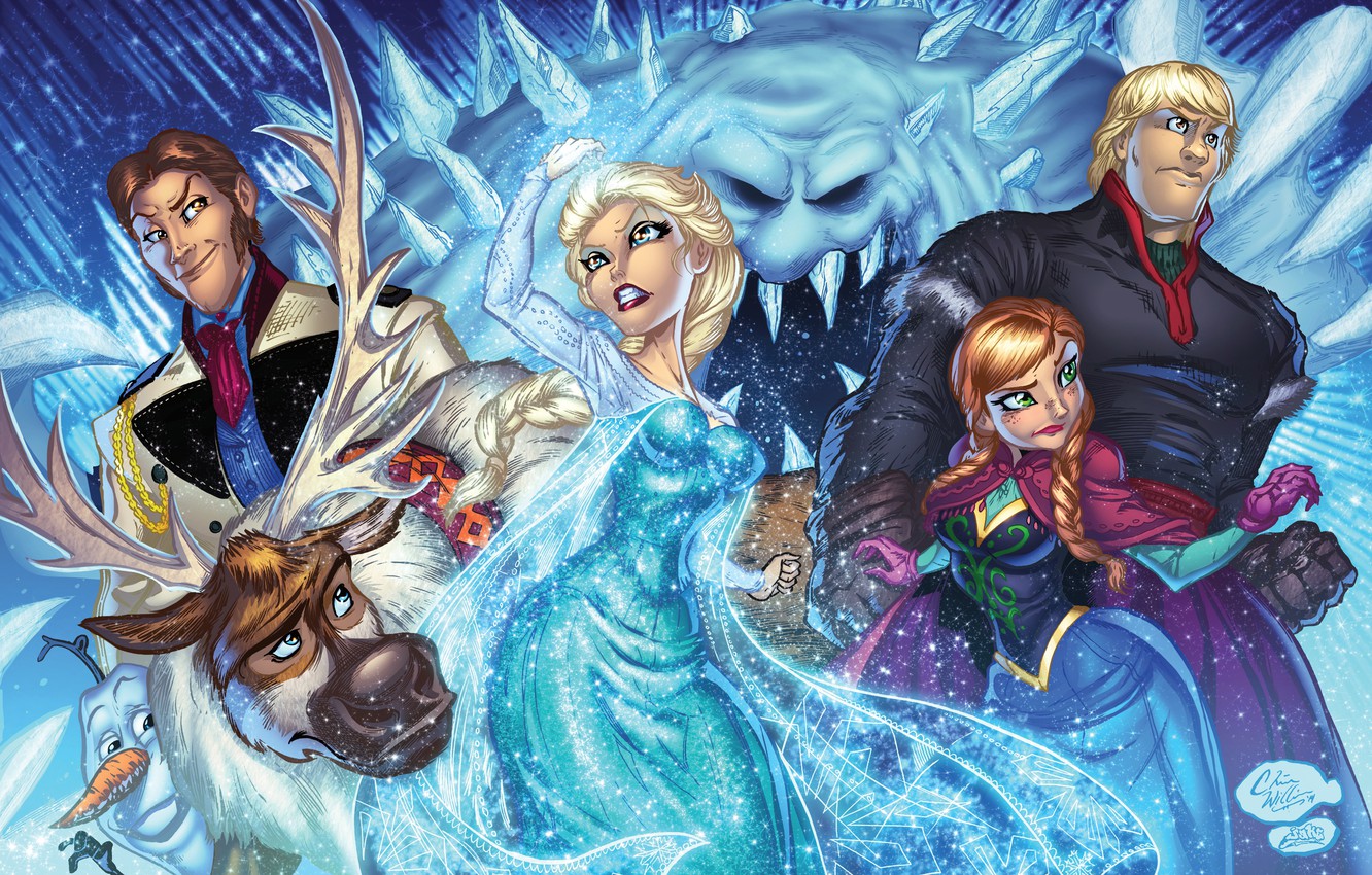 Photo Wallpaper Frozen, Anna, Art, Elsa, Olaf, Sven, - Frozen Anna Art , HD Wallpaper & Backgrounds