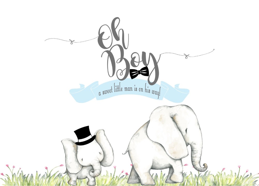 Custom Boy Elephant Baby Shower Flower Grass Backgrounds - Illustration , HD Wallpaper & Backgrounds