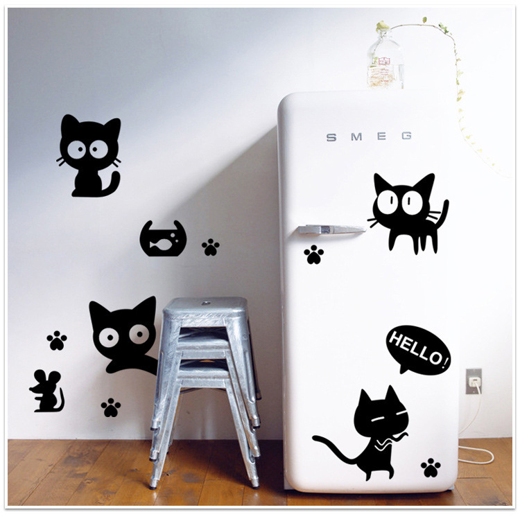 Wallpaper Kulkas 2 Pintu - Wall Art Stickers Cats , HD Wallpaper & Backgrounds