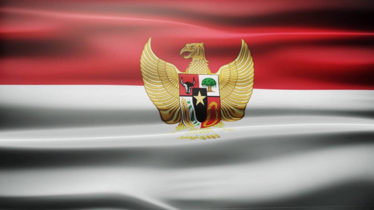 Bendera Indonesia Berkibar Dengan Burung Garuda Di Pancasila