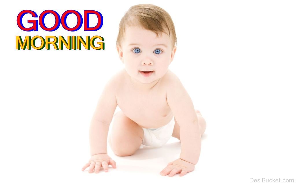 Blue Eyes Cute Baby With Good Morning - Good Morning Images Of Boy Baby , HD Wallpaper & Backgrounds