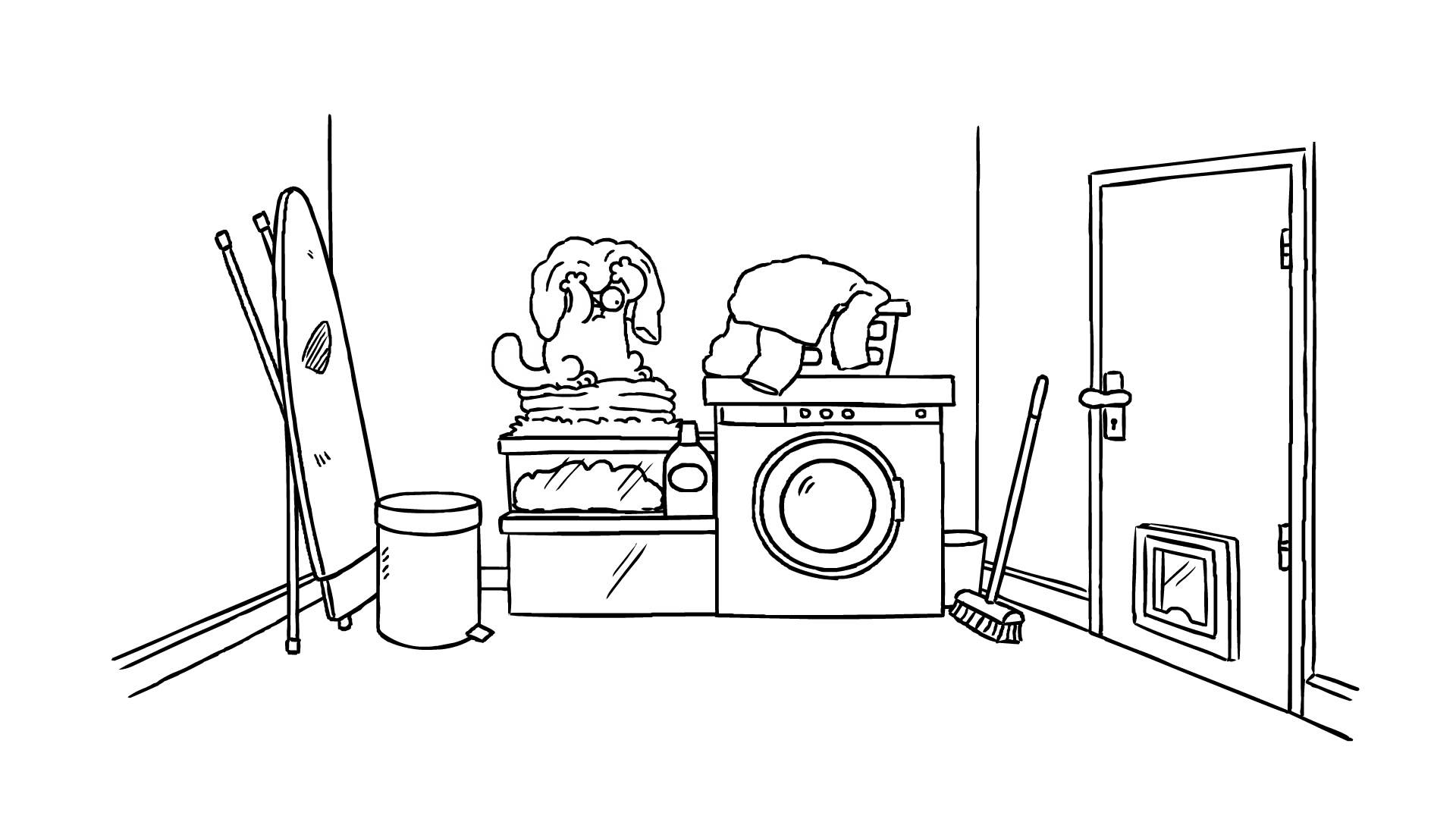 Washed Up Simon's Cat - Laundry Room Coloring Pages , HD Wallpaper & Backgrounds