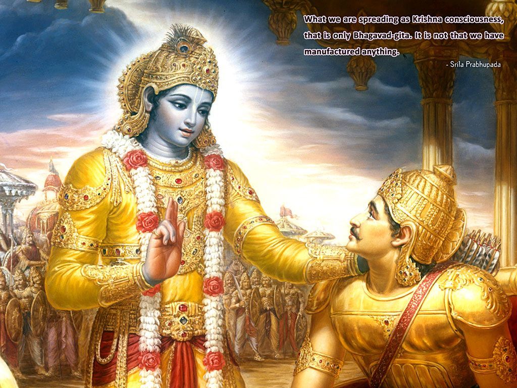 Krishna In Mahabharata Preaching Gita To Arjuna - Krishna Bhagavad Gita Quotes , HD Wallpaper & Backgrounds