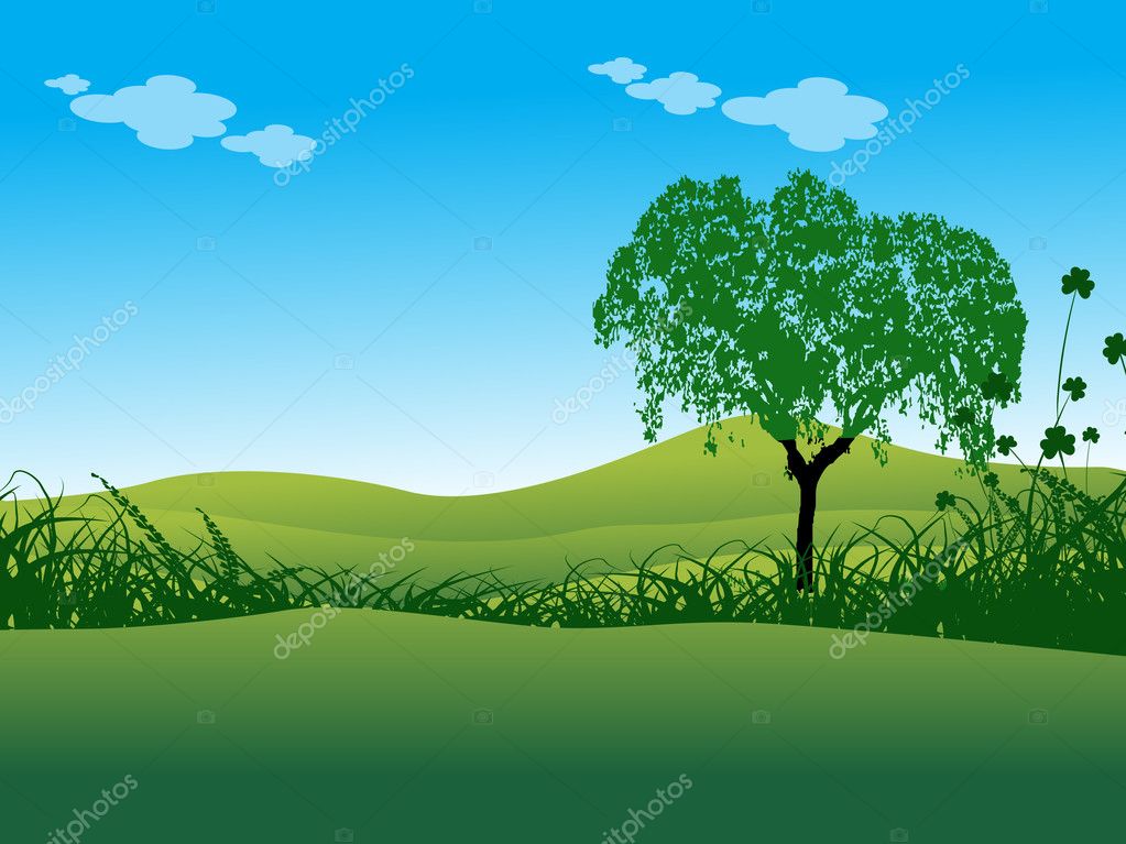 Beautiful Nature Background Illustration, Vector Wallpaper - Vector Graphics , HD Wallpaper & Backgrounds