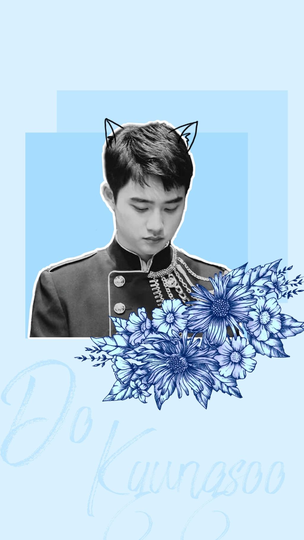 O #do #kyungsoo #wallpaper #blue #flower - Do Kyung Soo Exo , HD Wallpaper & Backgrounds