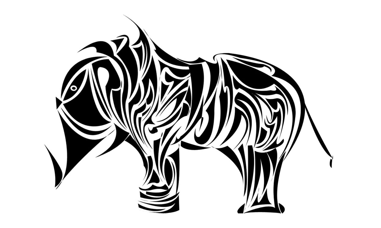 Free Designs Black White Tribal Elephant Tattoo Wallpaper - Sticker , HD Wallpaper & Backgrounds