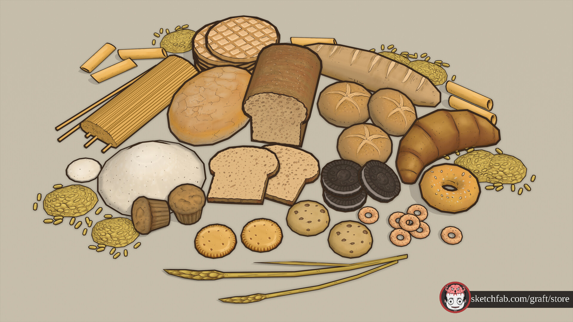 Cartoony Food Pack - Cartoon , HD Wallpaper & Backgrounds