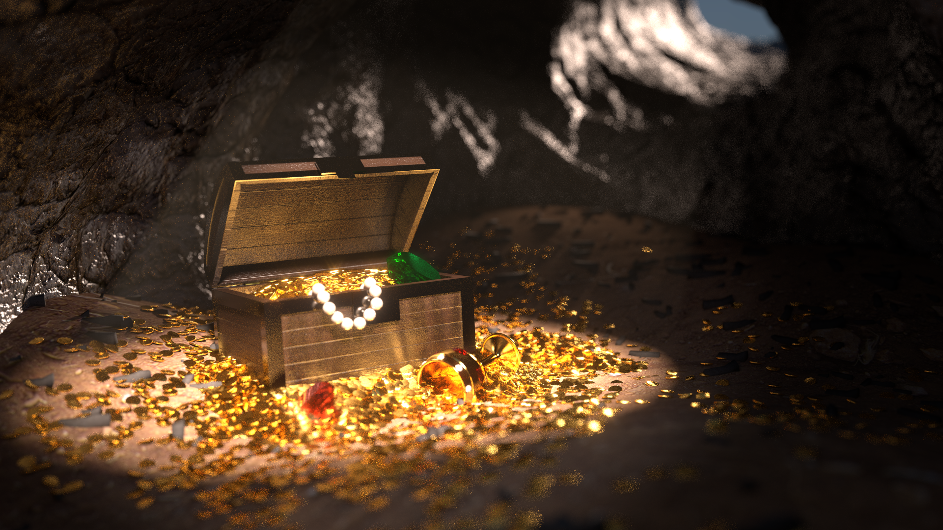 A Pirates Treasure Box - Treasure In A Cave , HD Wallpaper & Backgrounds