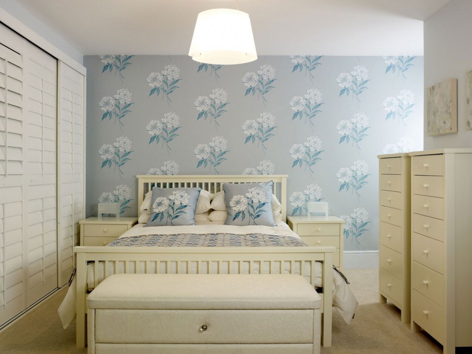 Beautiful Wallpaper Bedroom Texture Ideas Blue Flower - White And Blue Texture Bedroom , HD Wallpaper & Backgrounds