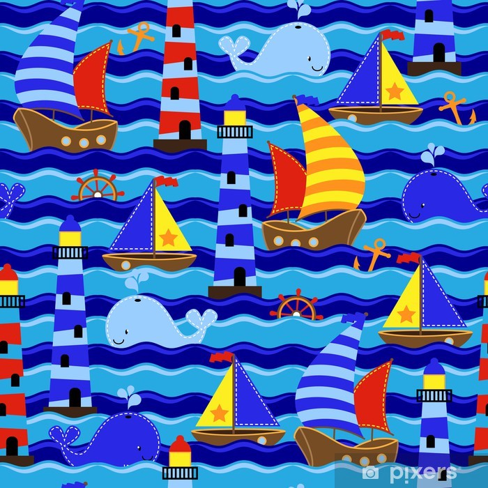 Seamless Tileable Nautical Themed Vector Background - Wallpaper , HD Wallpaper & Backgrounds