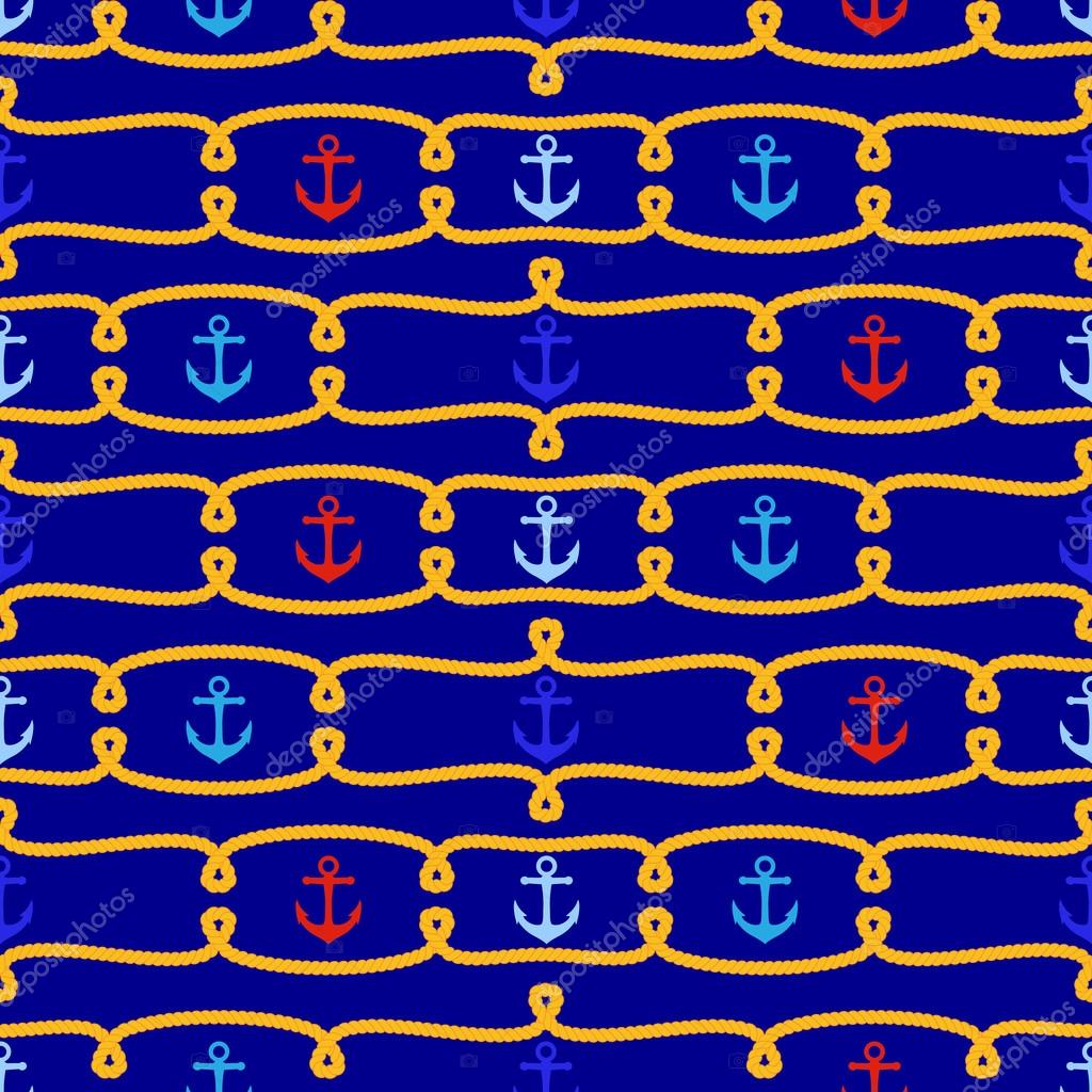 Seamless Tileable Nautical Themed Vector Background - Motif , HD Wallpaper & Backgrounds