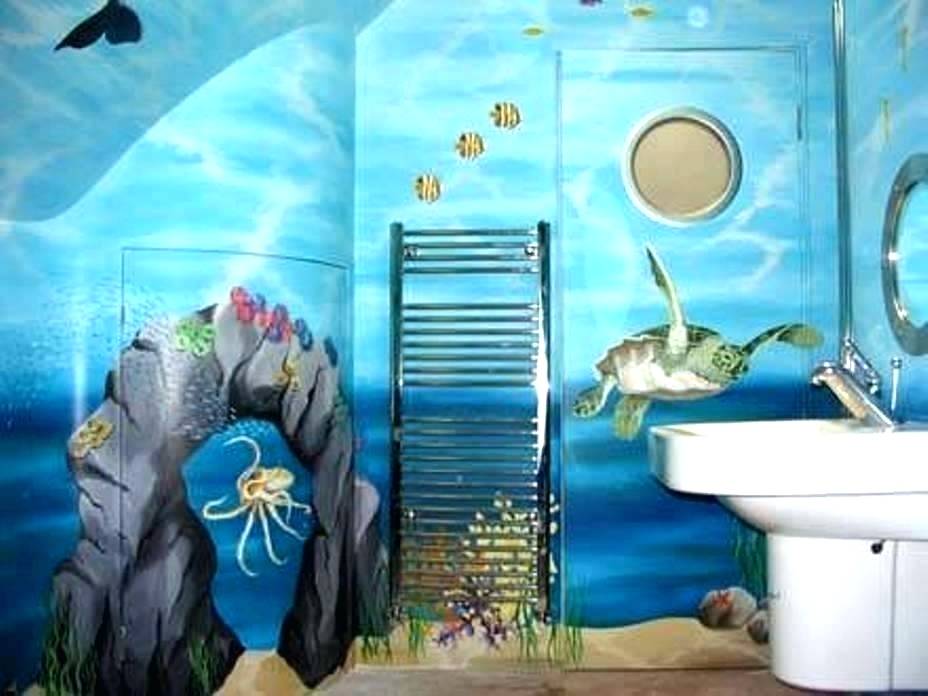 Under The Sea Bathroom Wallpaper For Walls Ideas Nautical - Painted Underwater Bathroom Ideas , HD Wallpaper & Backgrounds