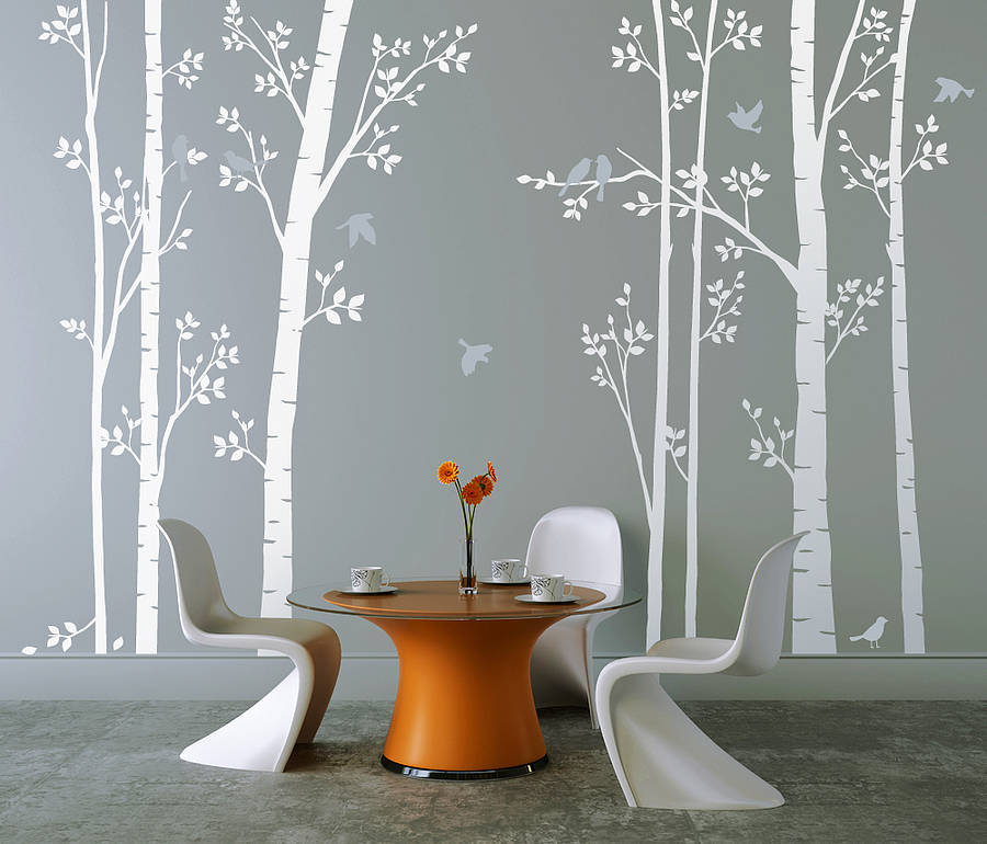 Leafy Trees White Wall Sticker - White Tree Wall Stickers Uk , HD Wallpaper & Backgrounds