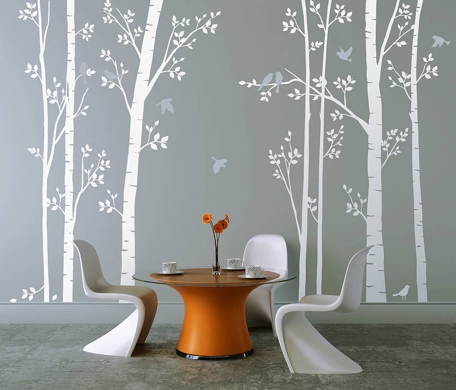 Leafy Trees White Wall Sticker White Tree Wall Stickers Uk
