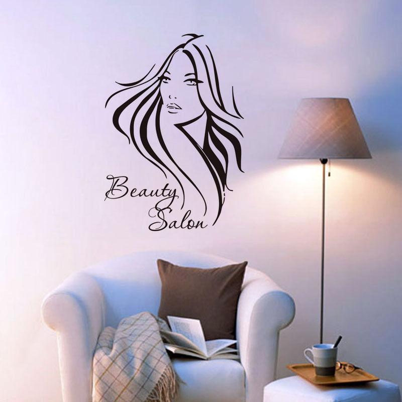 Pretty Long Hair Girl Wall Decals Beauty Salon Living - Wall Stickers Beauty Salon , HD Wallpaper & Backgrounds