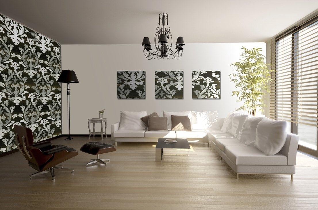 Wallpaper Designs For Living Room Wallpapers For Living - Black And White Wallpaper Feature Wall , HD Wallpaper & Backgrounds