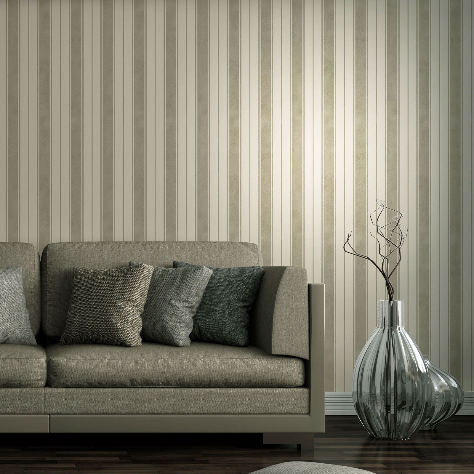Textured Glitter Design Crown Quattro Stripe Wallpaper - Grey And Gold Striped , HD Wallpaper & Backgrounds