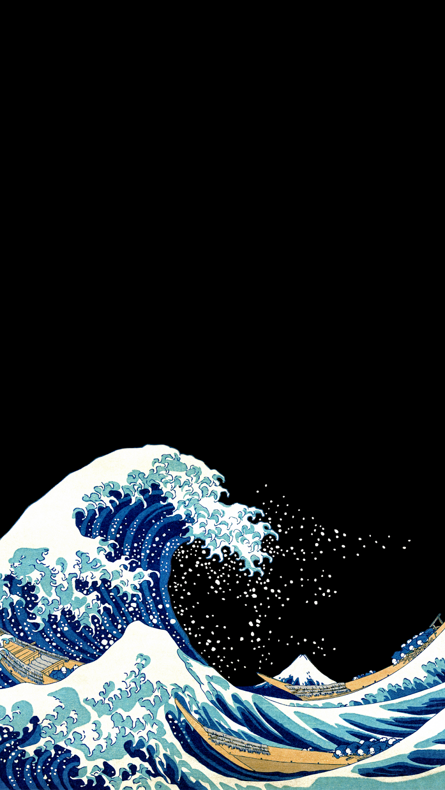 Amoled Great Wave Off Kanagawa - Great Wave Off Kanagawa Iphone , HD Wallpaper & Backgrounds