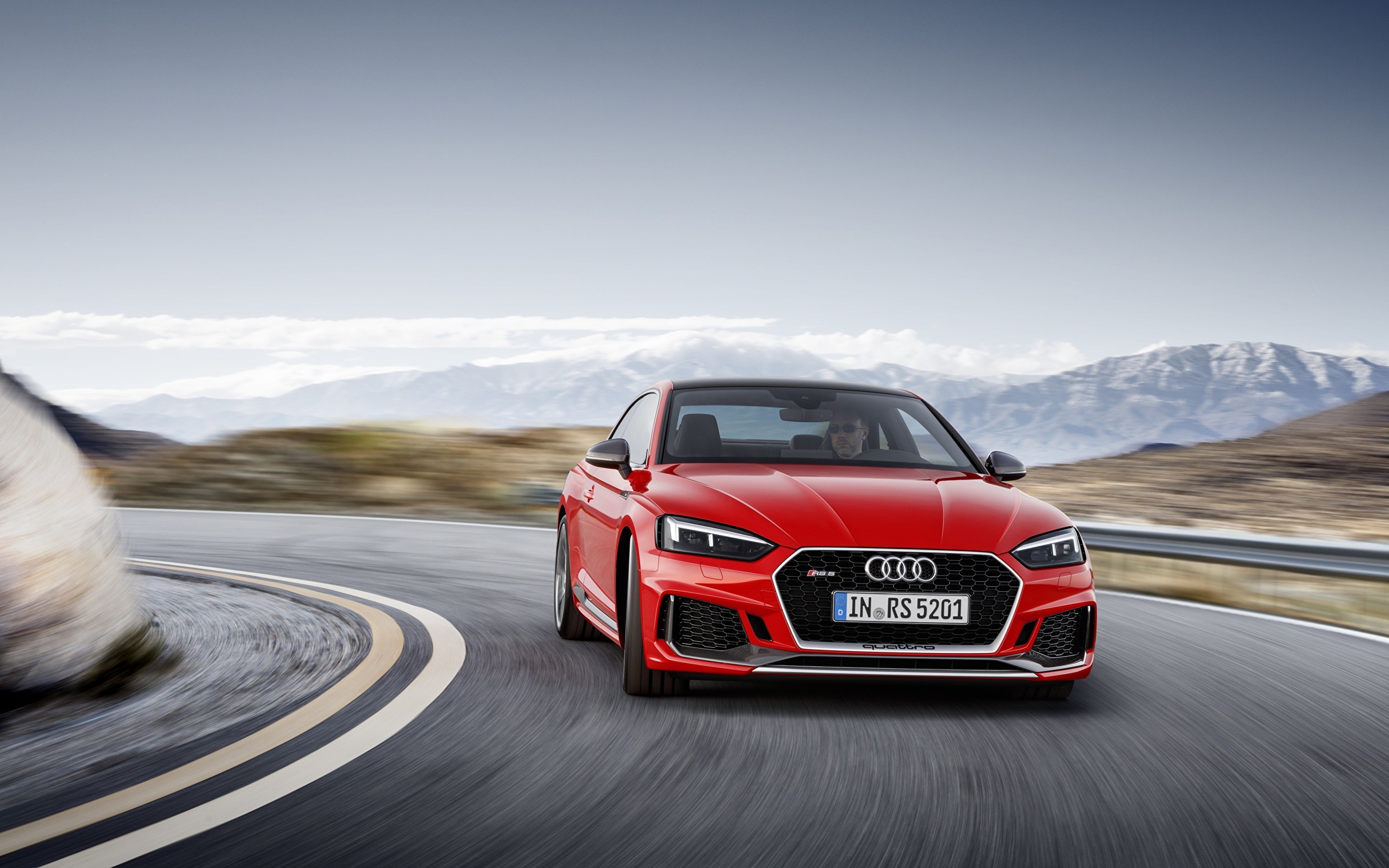 Picture Audi Rs5 Rs A5 Drive 2018 Red Motion Cars Front - 2018 Audi A5 Rs , HD Wallpaper & Backgrounds