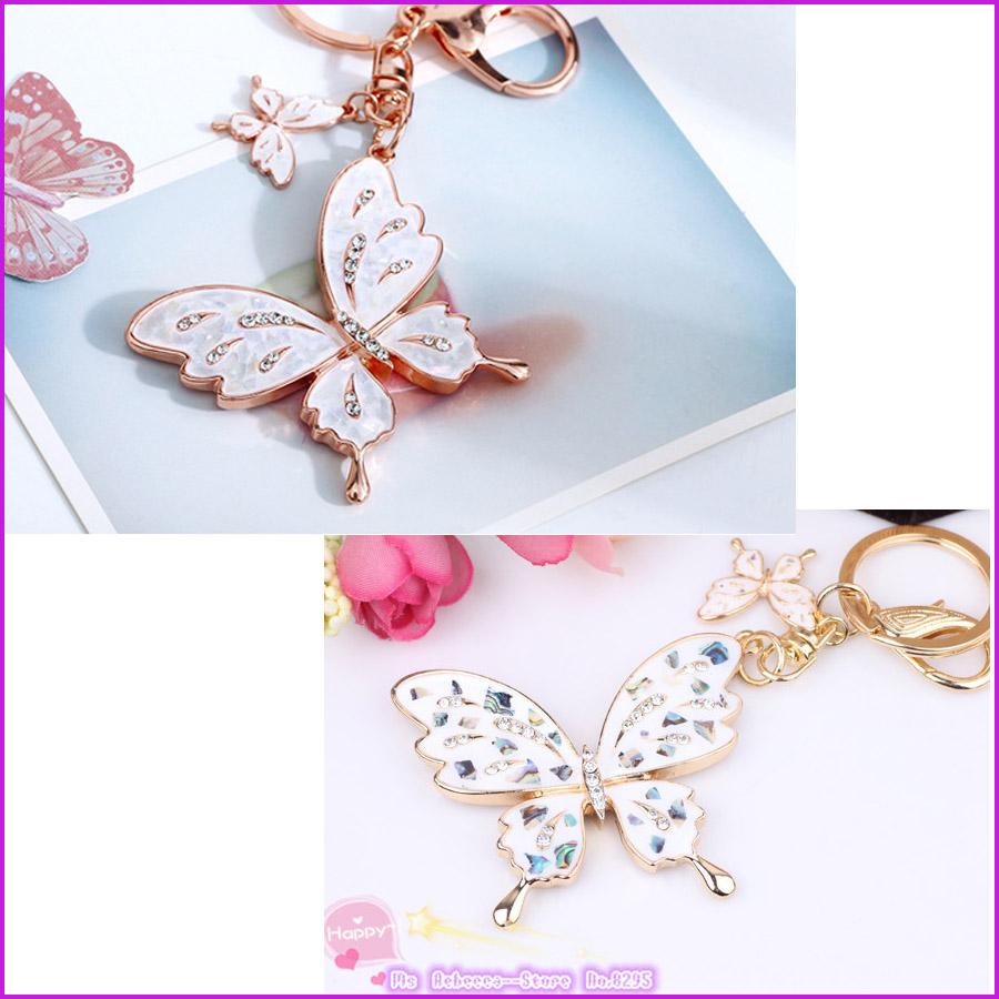 2 Style Crystal Butterfly Lovers Car Keychain Bags - Chain , HD Wallpaper & Backgrounds