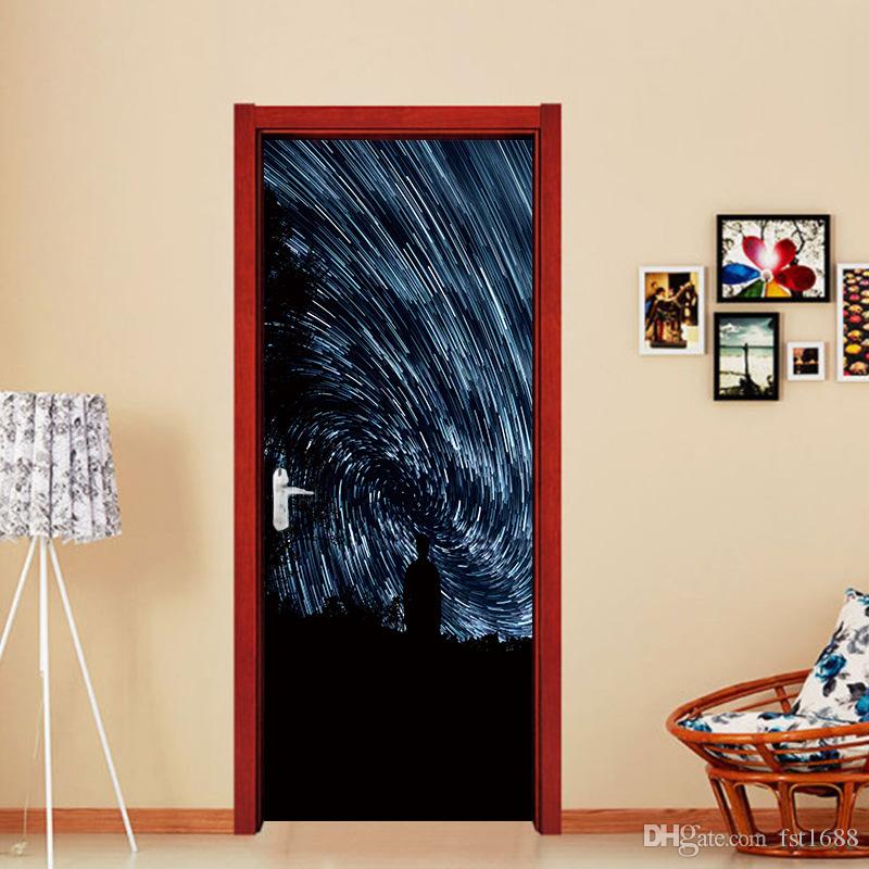 Creative 77x200cm Cosmic Starry Sky Landscape Door - Carta Da Parati Dipinti Famosi , HD Wallpaper & Backgrounds