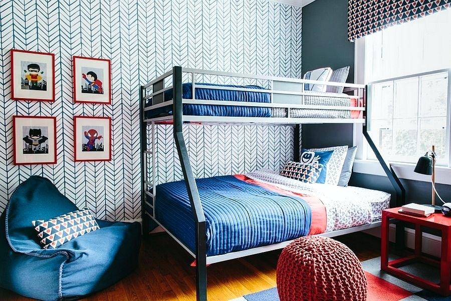Boys Room Wallpaper Kids Bedroom With Chevron Pattern - Posh Kids Bedroom , HD Wallpaper & Backgrounds