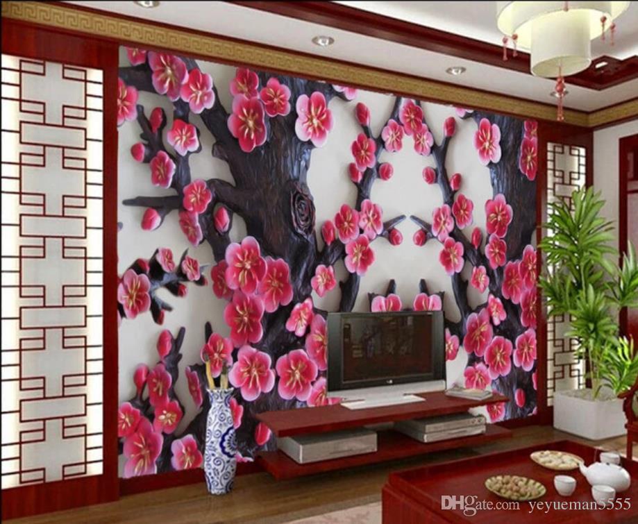 3d Photo Wallpaper Embossed Plum 3 D Wallpaper For - Wallpaper , HD Wallpaper & Backgrounds