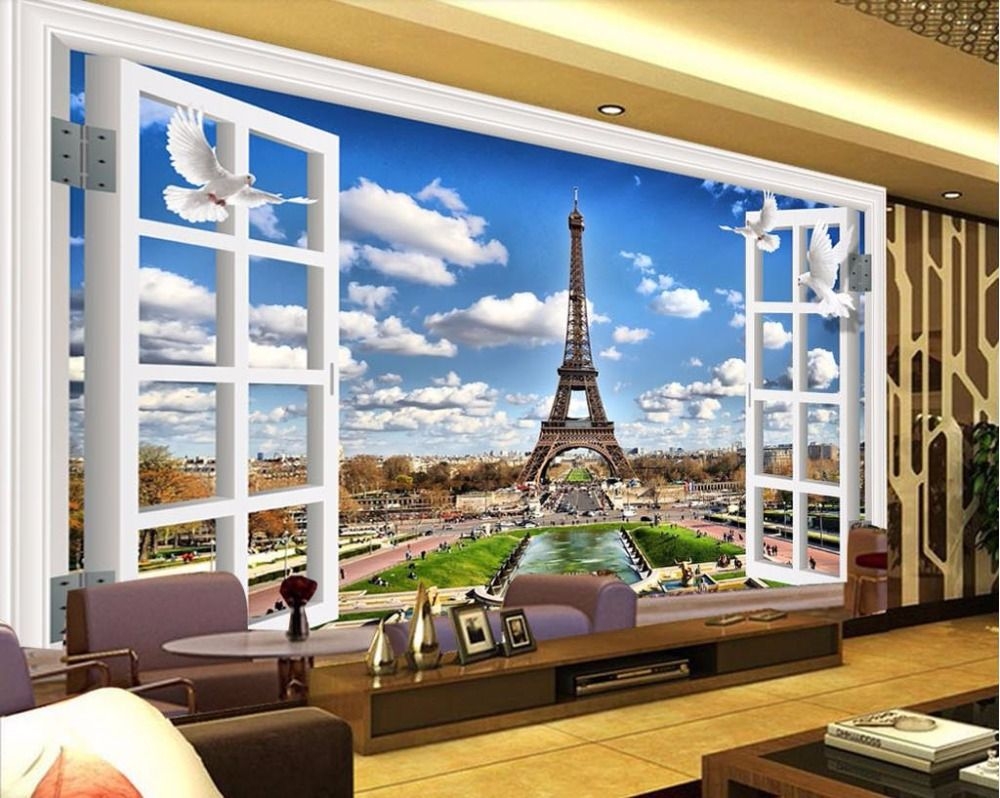 3d Mural Wallpaper Home Decor Non Woven Eiffel Tower