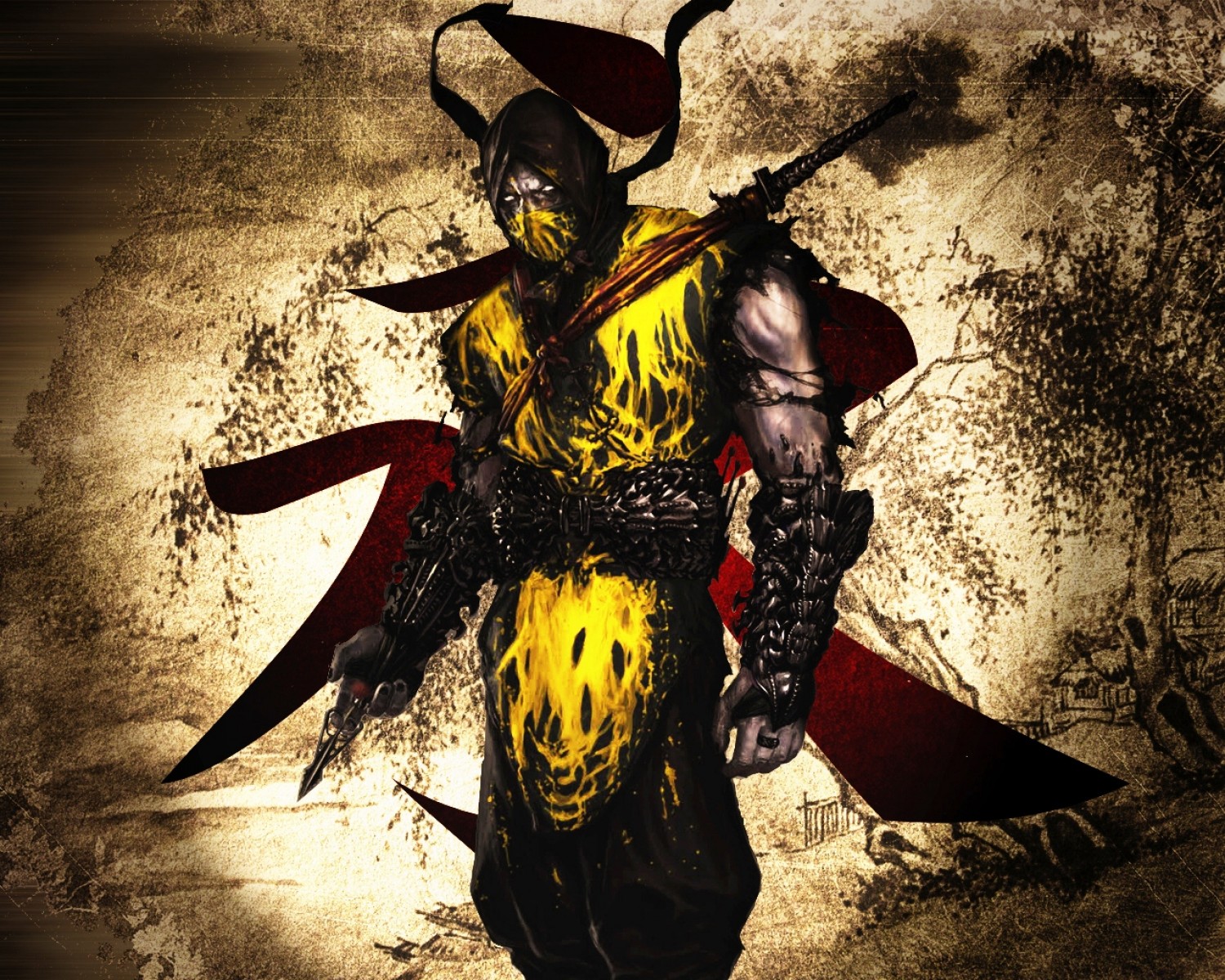 Mortal Kombat Scorpion Hd - Scorpion Mortal Kombat Wallpaper Hd , HD Wallpaper & Backgrounds