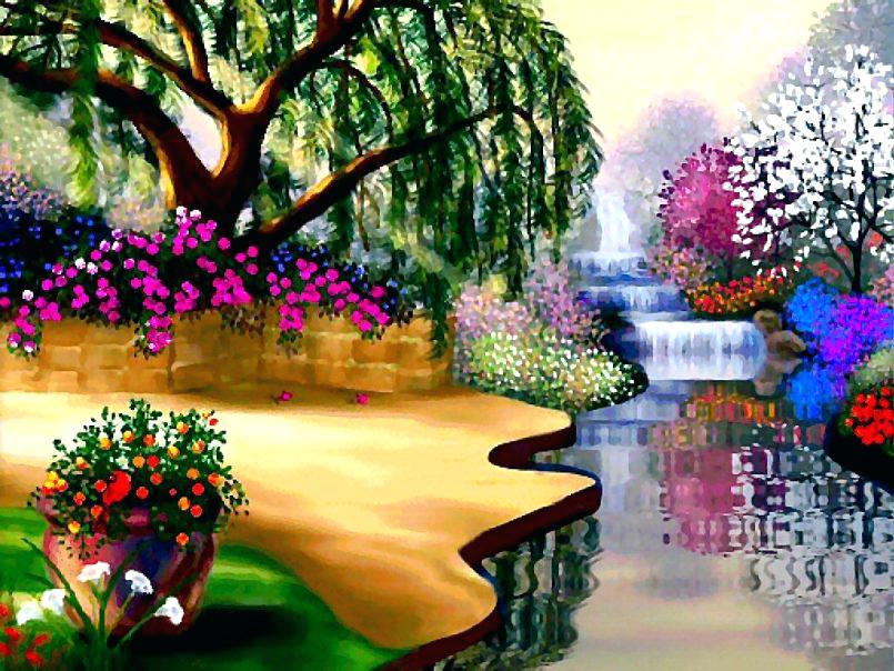 Unique Wallpaper Garden Ideas Download Flowers Gardens - Flower Garden Wallpaper Free Download , HD Wallpaper & Backgrounds