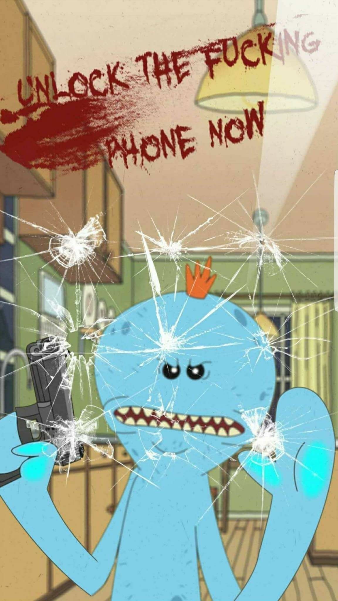 An Amazing Lock Screen - Mr Meeseeks Wallpaper Iphone , HD Wallpaper & Backgrounds