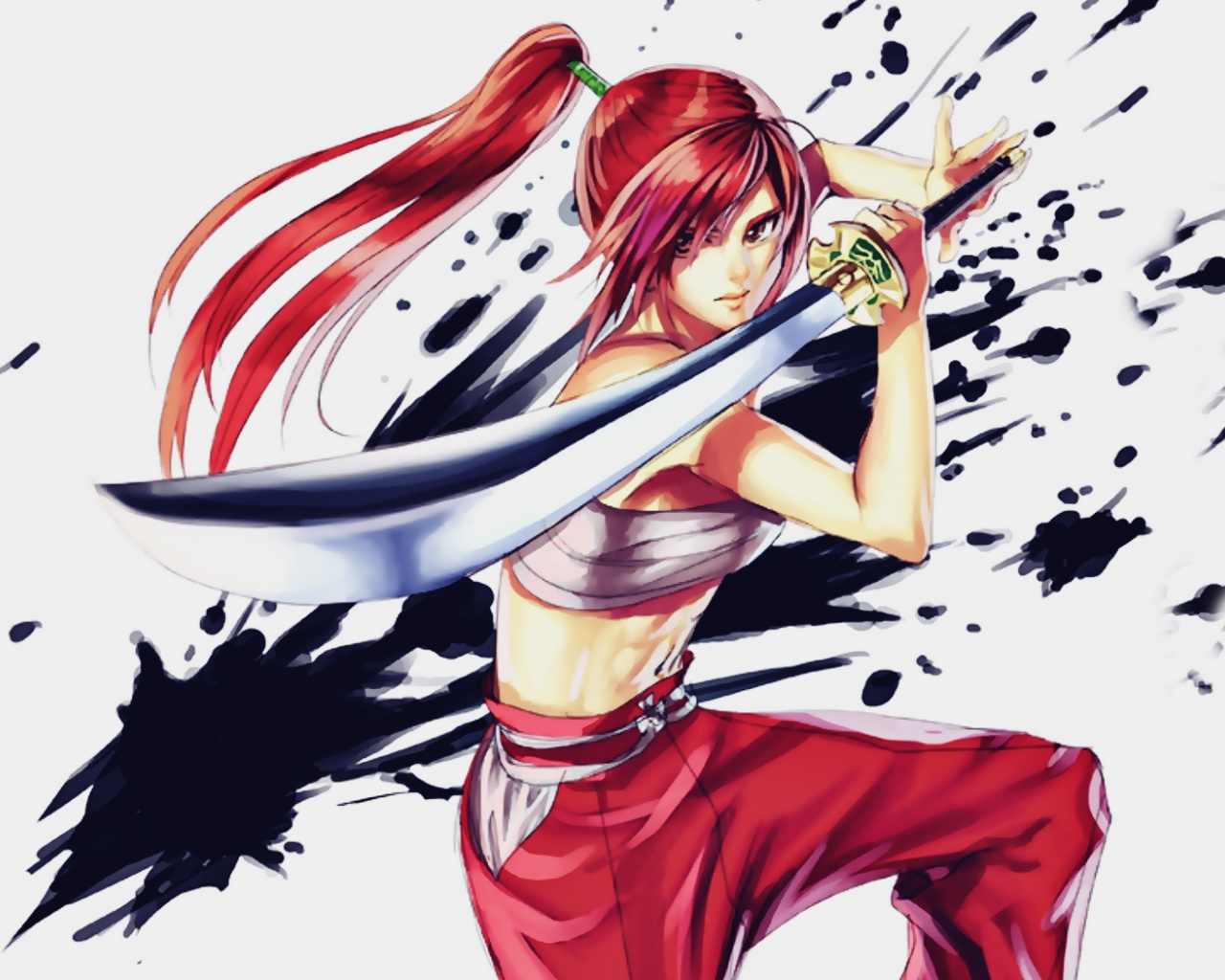 Wallpaper Erza Scarlet, Fairy Tail, Anime Girl, Sword - Erza Fairy Tail Hd , HD Wallpaper & Backgrounds