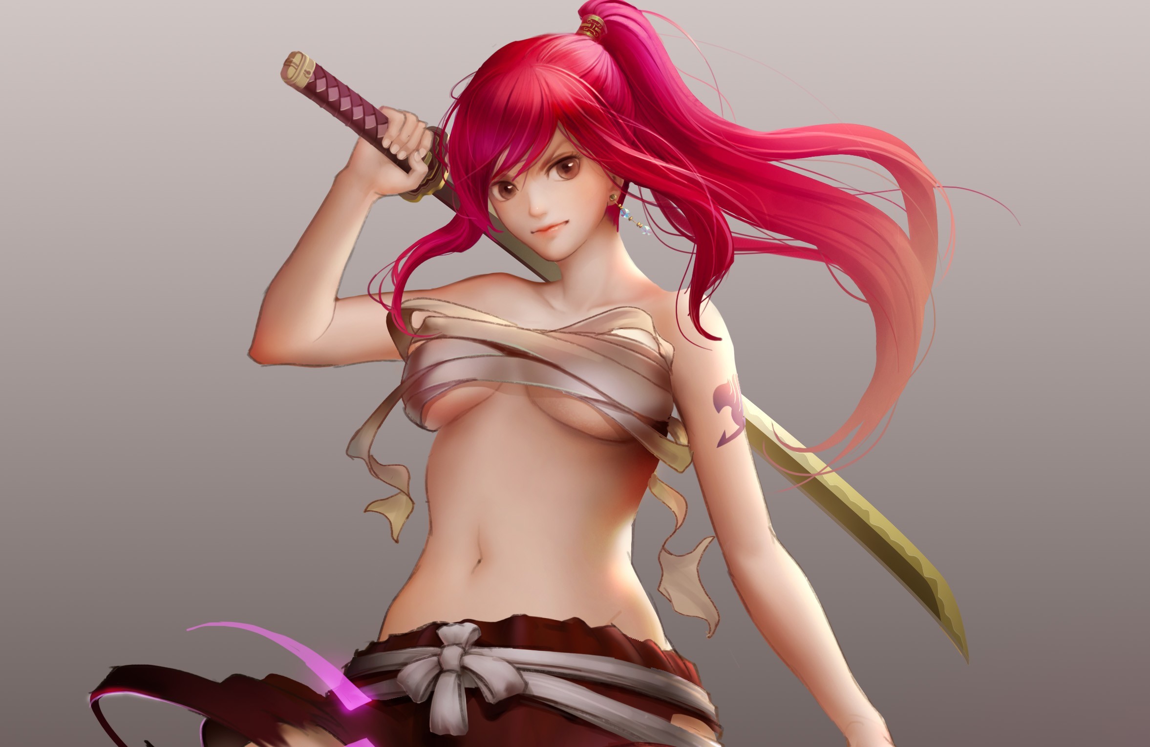 Wallpaper Of Арт Fairy Tail, Erza Scarlet, Девушка - Fairy Tail Girl Erza , HD Wallpaper & Backgrounds