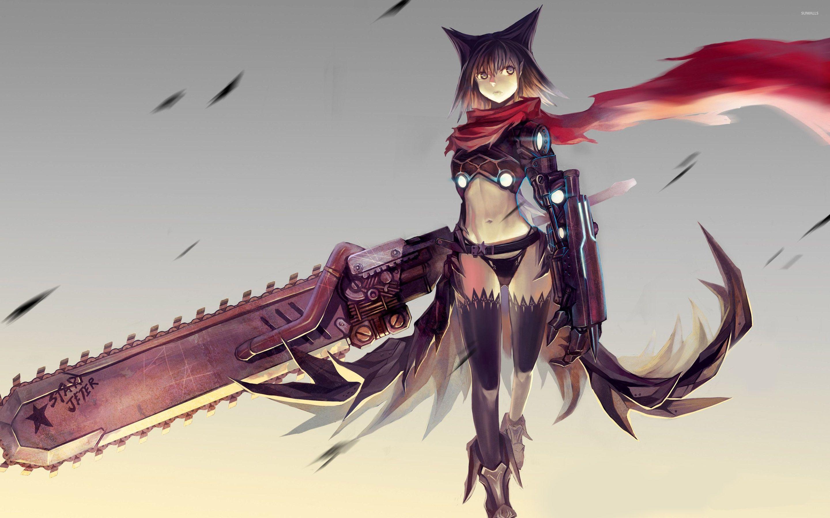 Catgirl With A Chainsaw Wallpaper - Anime Cat Girl , HD Wallpaper & Backgrounds