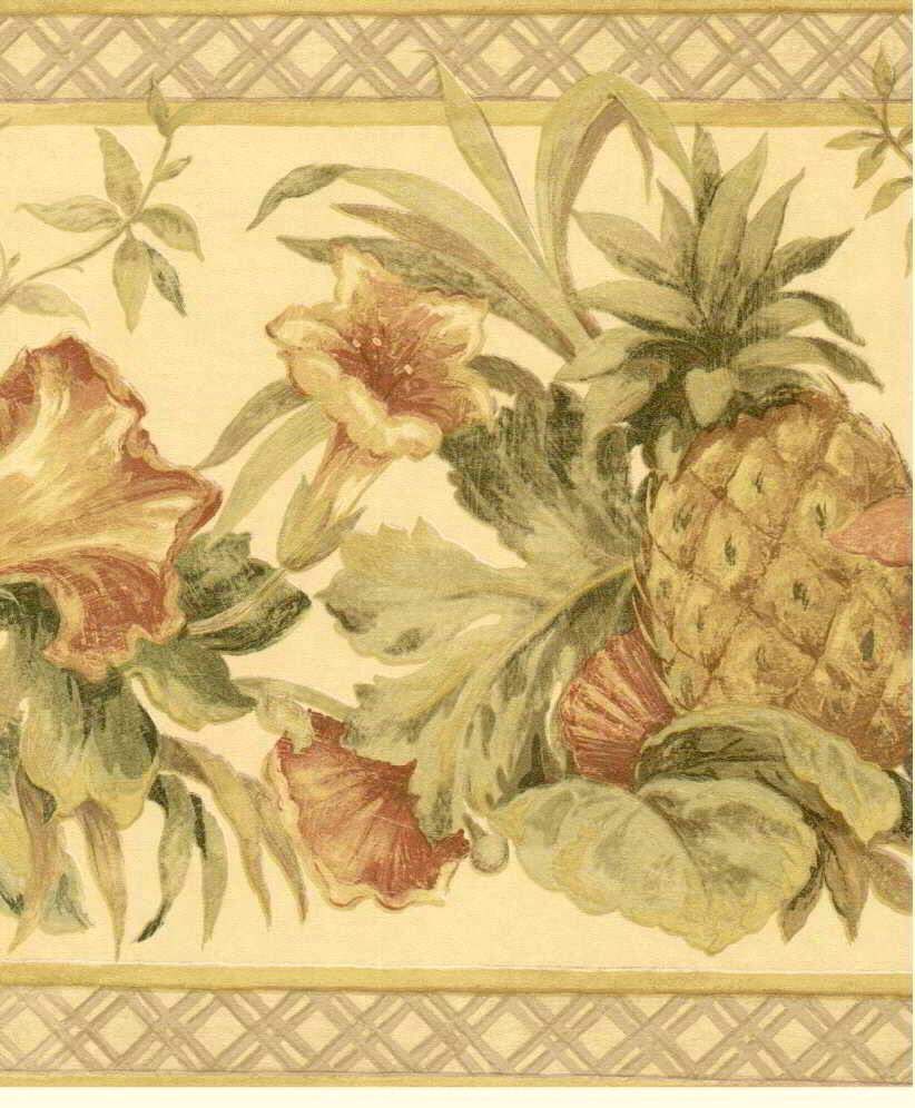 879158 Tropical Flowers, Fruit, Pineapple Wallpaper - Motif , HD Wallpaper & Backgrounds