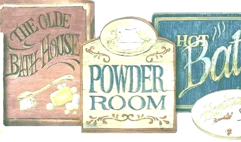 Bathroom Wall Border Country Wallpaper Borders Bathroom - Vintage Bathroom Signs , HD Wallpaper & Backgrounds