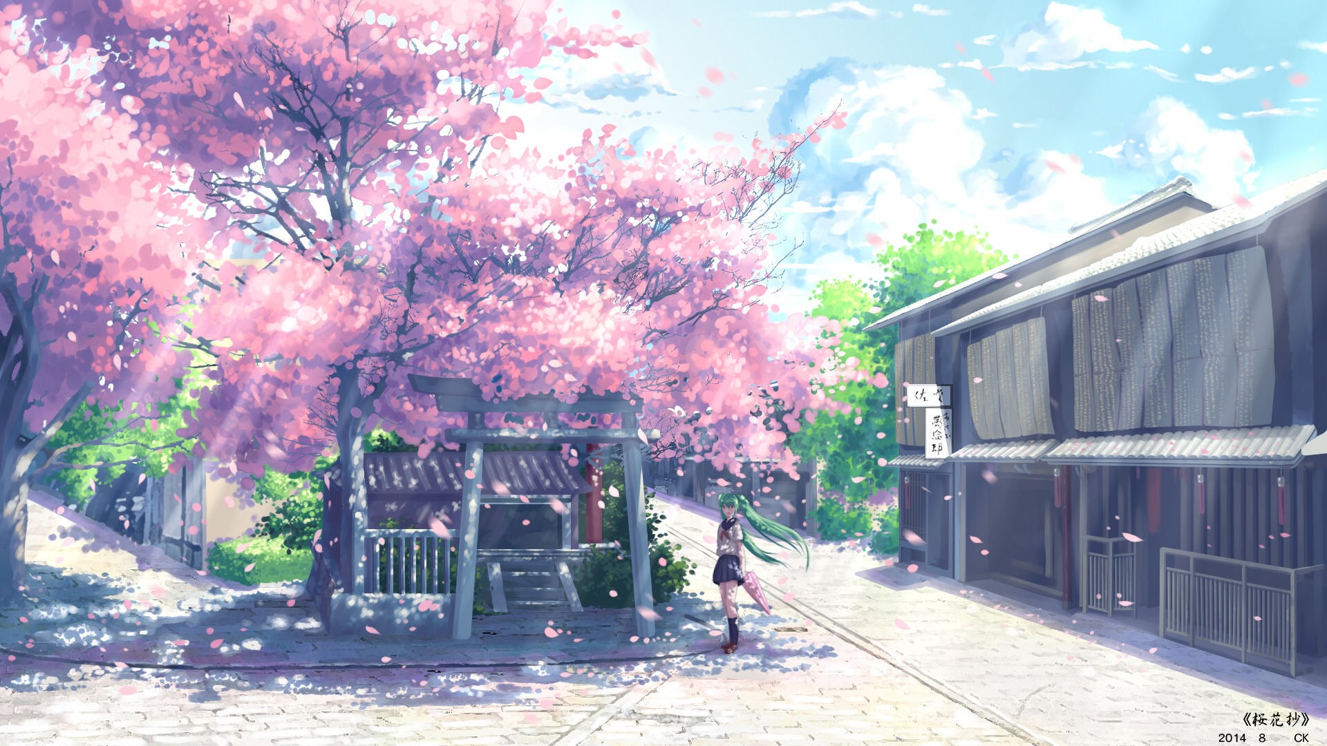 Original Resolution - - Anime Cherry Blossom Background , HD Wallpaper & Backgrounds