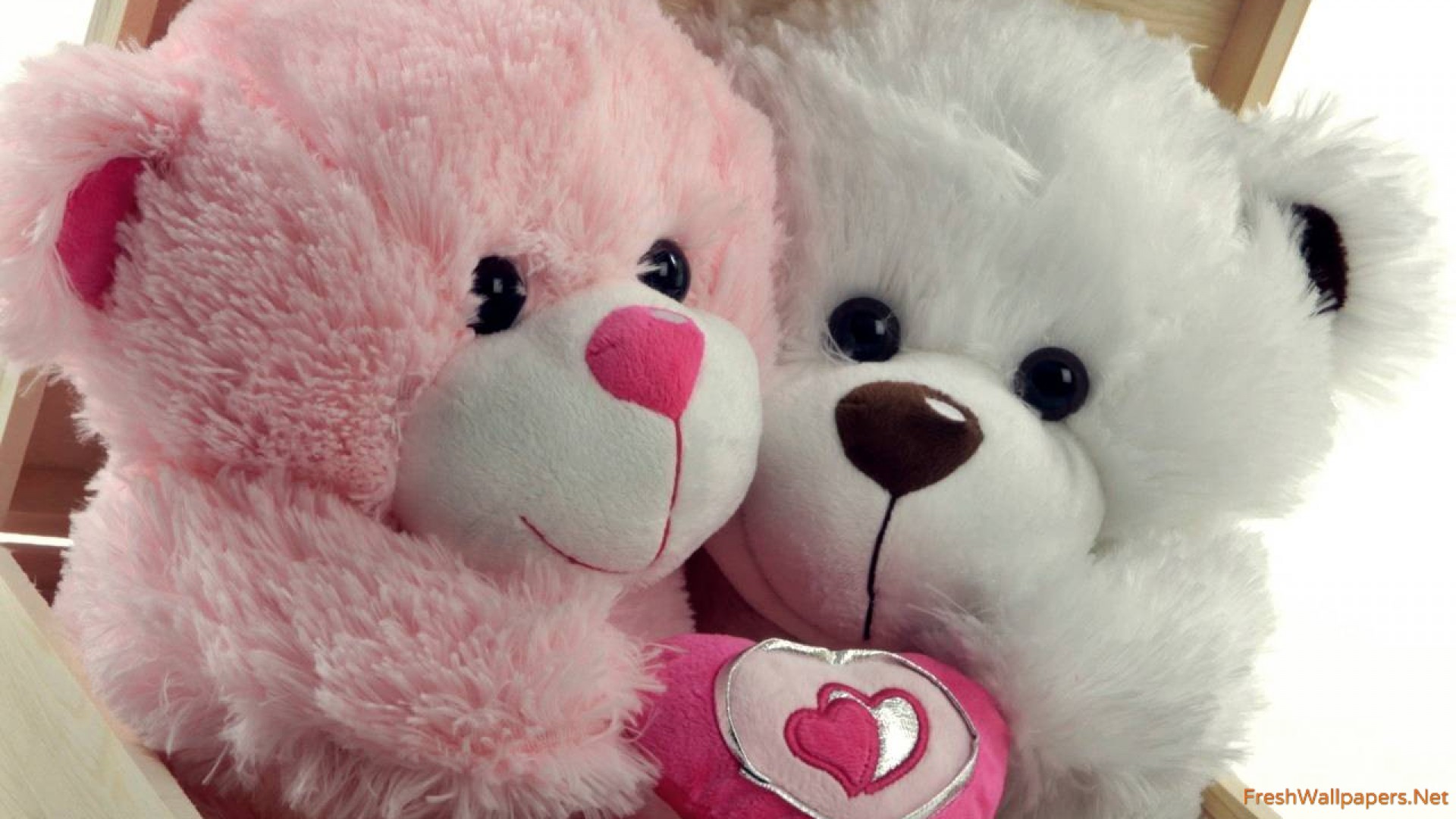 Cute Teddy Bear Wallpaper - White And Pink Teddy Bears , HD Wallpaper & Backgrounds