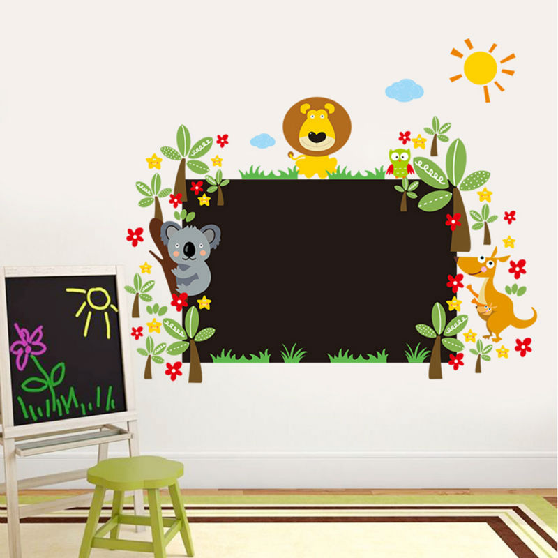 Cute Lion Animal Wall Sticker Pvc Floral Chalk Board - Blackboard Decoration For Nursery , HD Wallpaper & Backgrounds