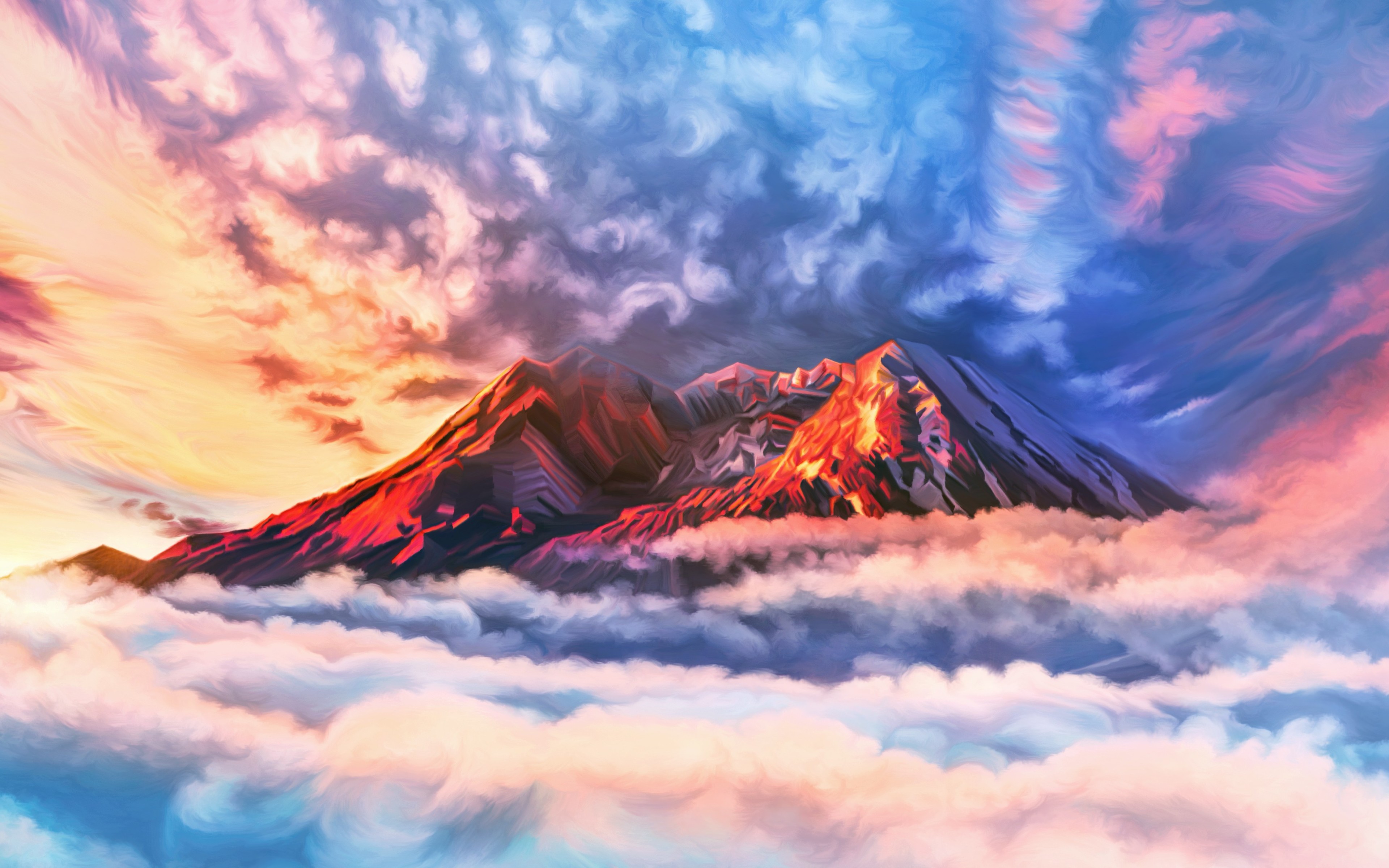 Mountain Above Clouds Background , HD Wallpaper & Backgrounds