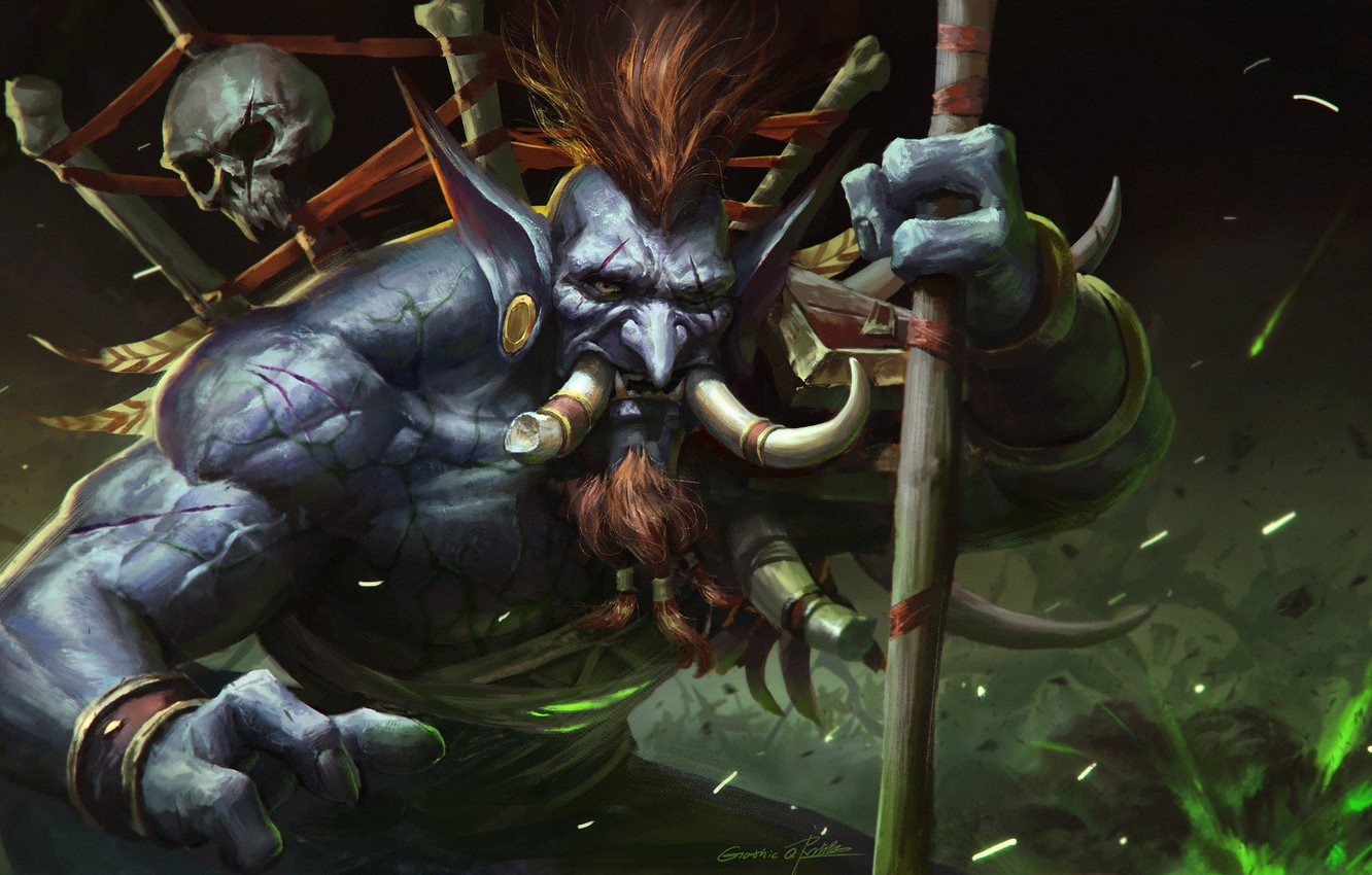 Photo Wallpaper Figure, Fangs, Wow, Blizzard, Art, - Wow Vol Jin Art , HD Wallpaper & Backgrounds