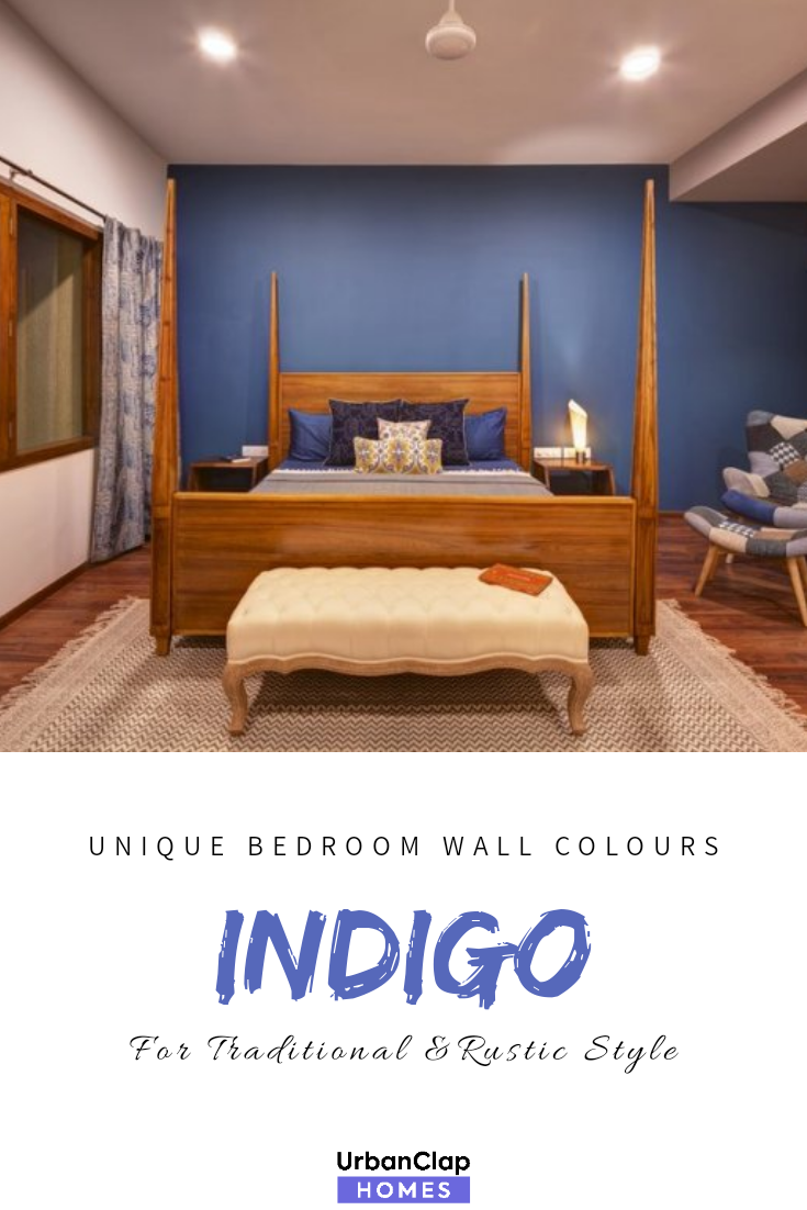Indigo Wall Color// Unique Bedroom Wall Paint Colors - Bedroom Paint Colors Images India , HD Wallpaper & Backgrounds
