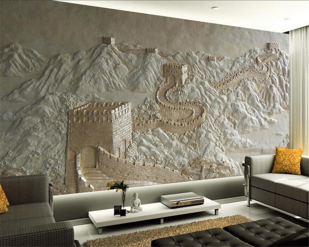 Avikalp Wallpaper Great Wall Relief Chinese Tv Background - Living Room 3d Wall Mural , HD Wallpaper & Backgrounds