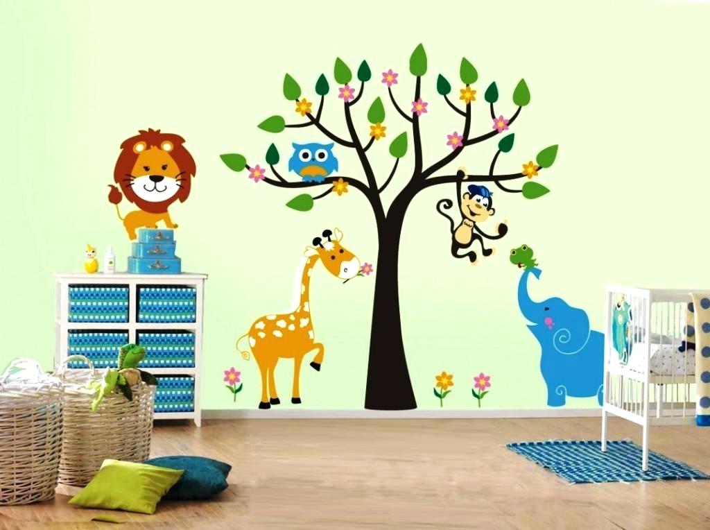 Childrens Wall Murals Ideas Animal Wall Decals Ideas - Wall Painting Animals Design , HD Wallpaper & Backgrounds