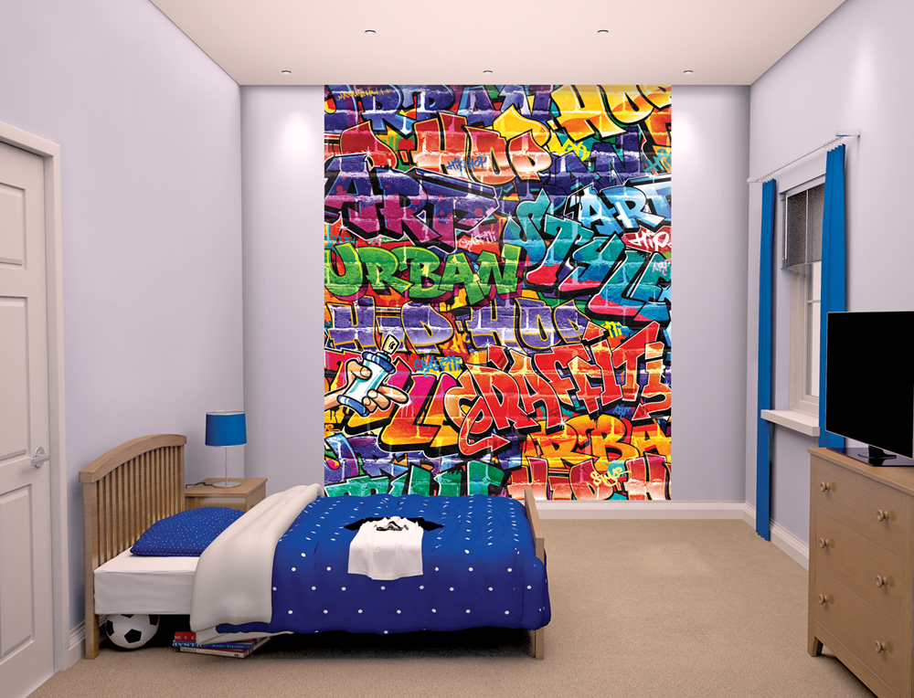 Graffiti Bedroom Scene - Graffiti Wallpaper For Boys Bedroom , HD Wallpaper & Backgrounds
