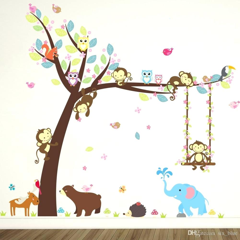 Modern Kids Room Wall Mural For Forest Animals Tree - Animal Stickers Wall Kids , HD Wallpaper & Backgrounds