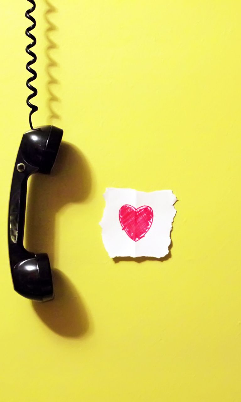 Adorable Rotary Phone Heart Post-it - Cute Yellow Wallpaper For Phone , HD Wallpaper & Backgrounds
