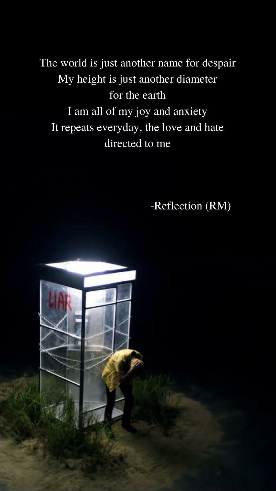 Reflection Rm Bts Lyrics Wallpaper - Wish I Could Love Myself Bts , HD Wallpaper & Backgrounds